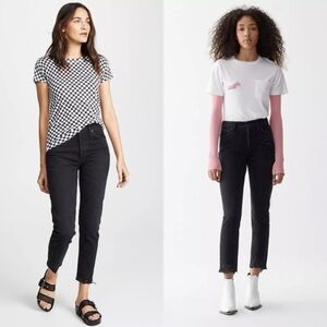 Agolde Jamie high rise jeans size 27 distressed Black Wash Classic Tapered Denim